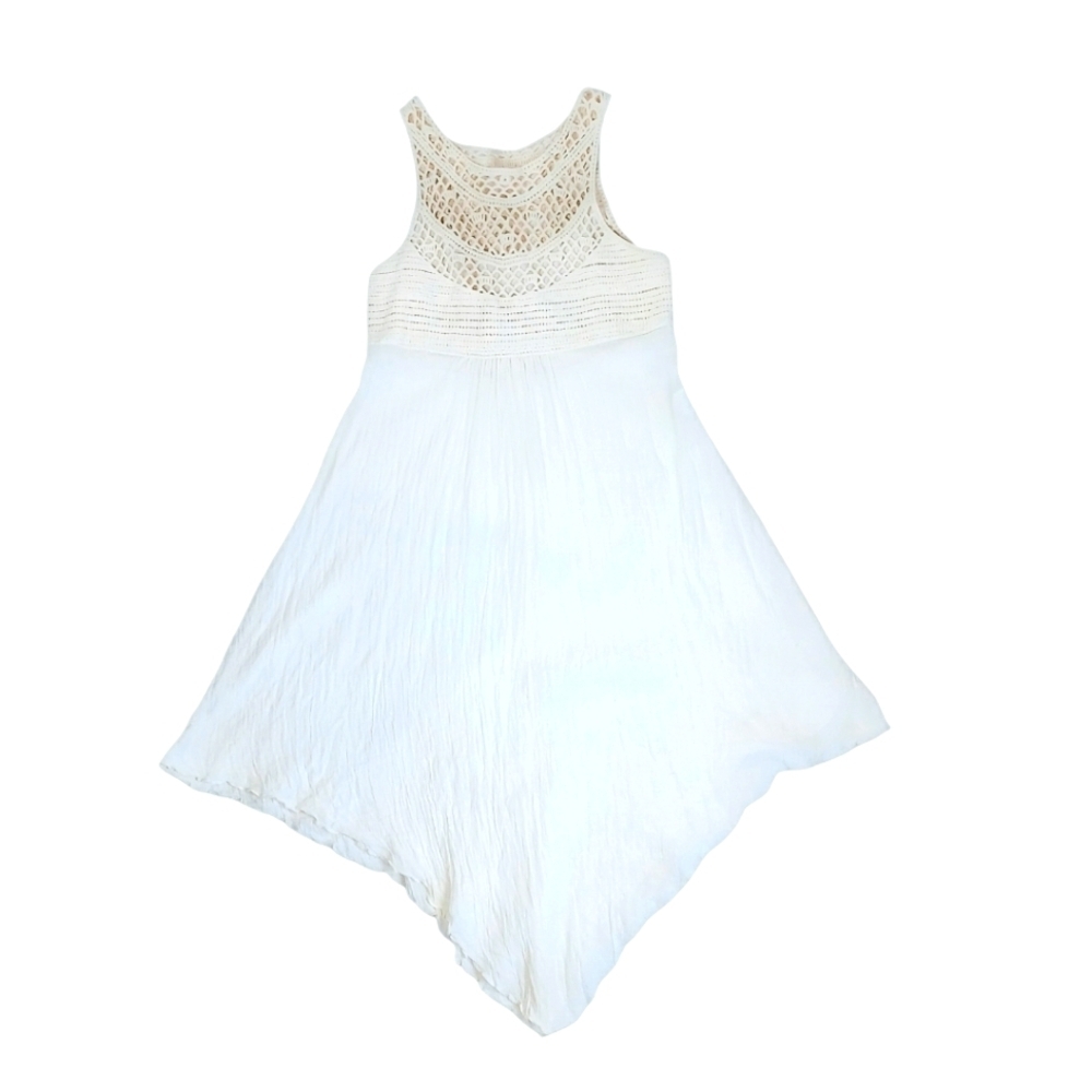 BECCA By Rebecca Virtue Cream Crochet A-Line Dress Midi Summer Size S